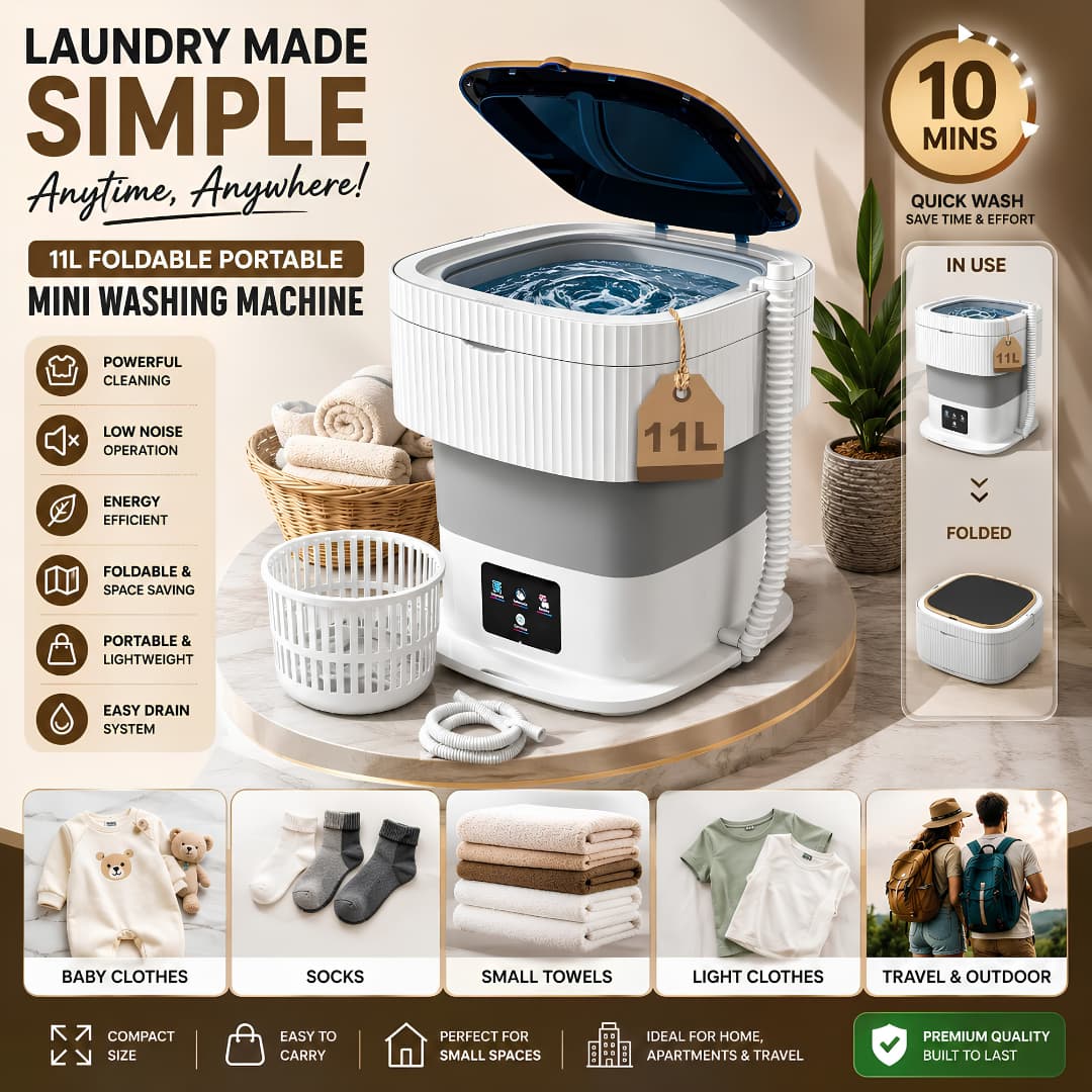 Foldable Portable Mini Washing Machine – Compact Laundry Solution