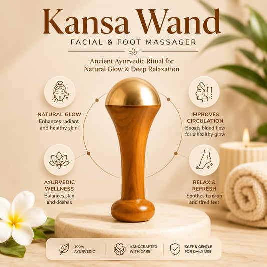 2 in 1 Kansa Wand Facial & Foot Massager - Helps Reduce Toxins & Boost Circulation