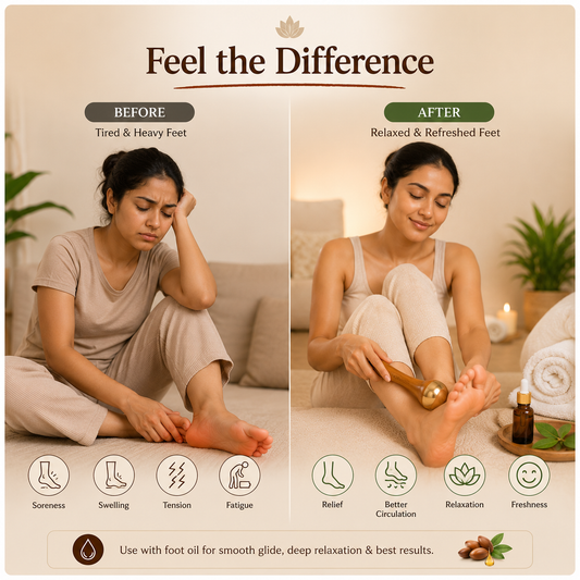 2 in 1 Kansa Wand Facial & Foot Massager - Helps Reduce Toxins & Boost Circulation